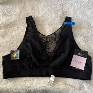 Bali lace plunge razor-back wire-free bra NWT size  XL